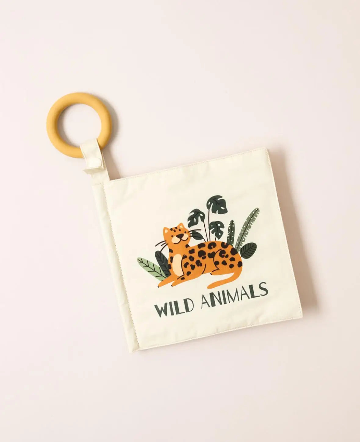 Kinderstoffbuch / Fühlbuch "Wild Animals", mit Silikonbefestigungsring