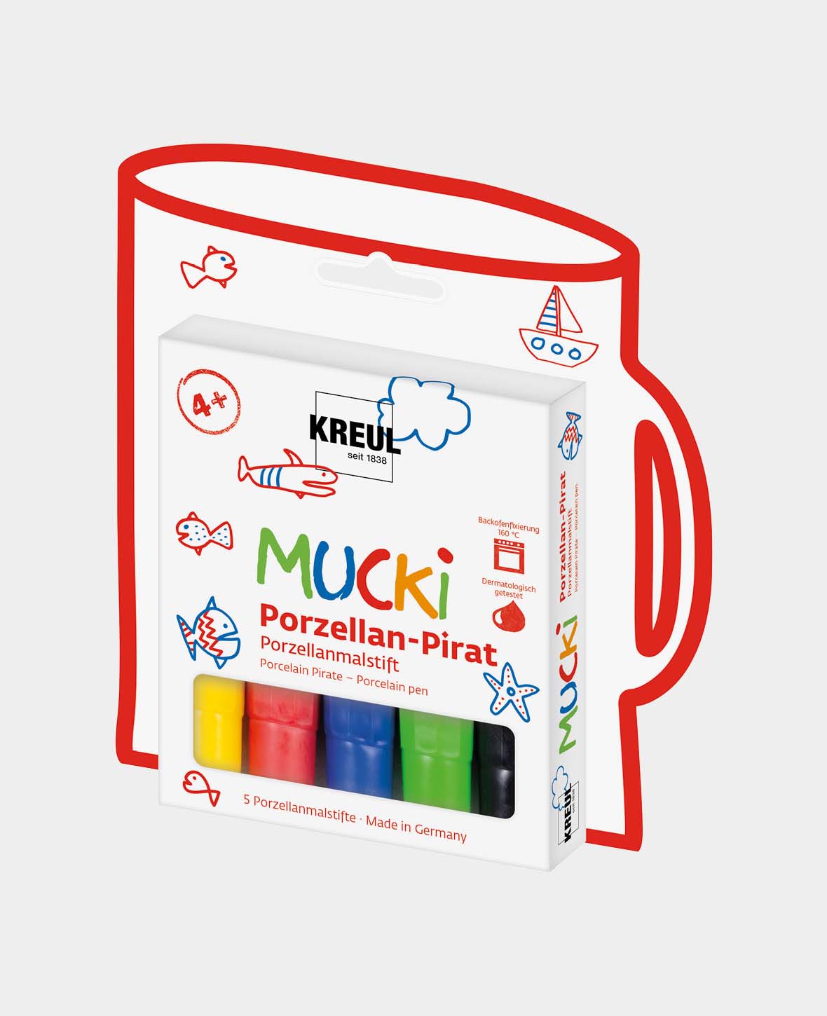 MUCKI Crayon porcelaine Pirate, lot de 5