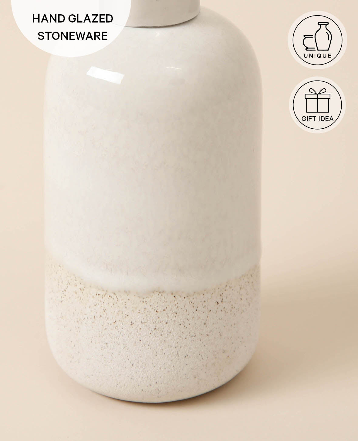 Distributeur de savon, céramique, beige