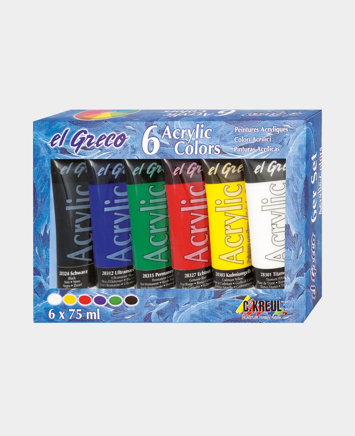 KREUL el Greco Coffret Acrylique 6 tubes de 75 ml