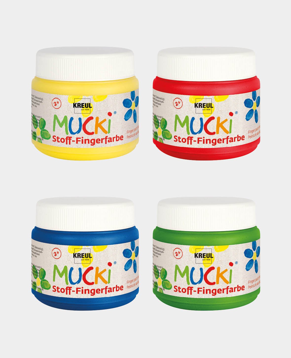 MUCKI Peinture au doigt sur tissu, lot de 4