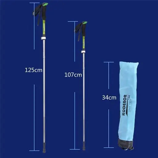 (Set of 2) Foldable Aluminum Trekking Hiking Pole Nordic Walking Stick
