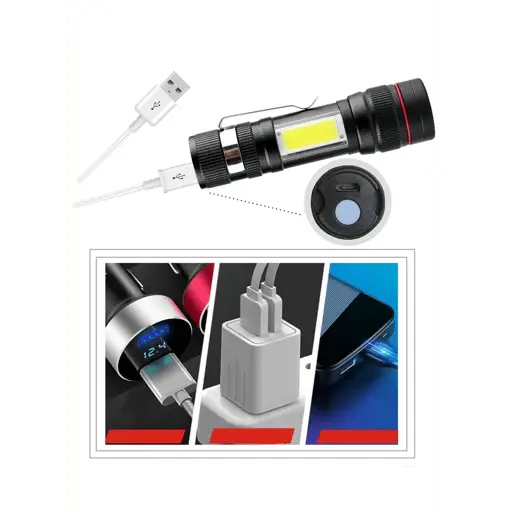 (2er Set) 800LM USB LED Mini Taschenlampen mit Magnet aus Aluminium (W