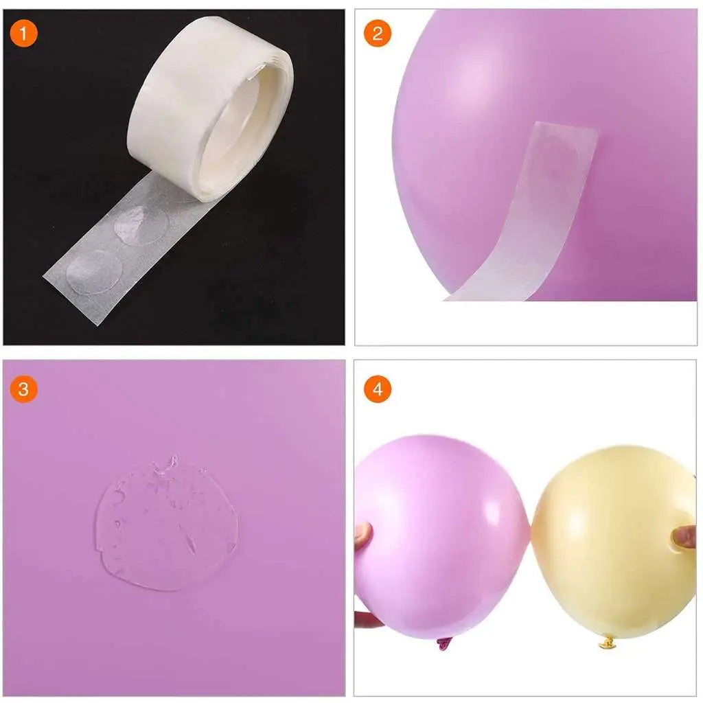 Bandes de raccordement pour ballons + points de colle - Transparent, 2x5m, 3 pièces