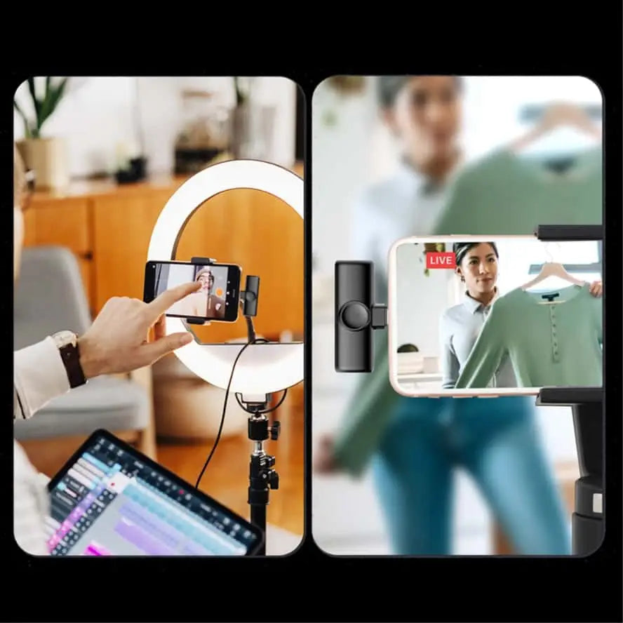 (3-pc. Set) Wireless 360° Lavalier Microphone for Cell Phones / Tablets with