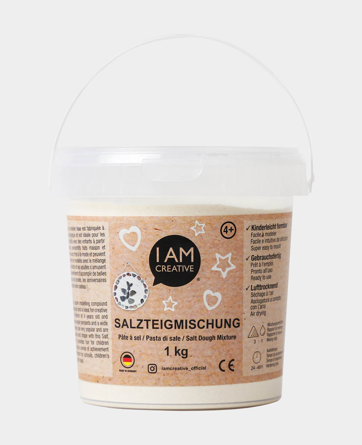 Salzteigmischung, Knetmasse zum Formen und Modellieren von Dekorationen & Skulpturen, Natur, ø 13 x 13 cm, 1 kg