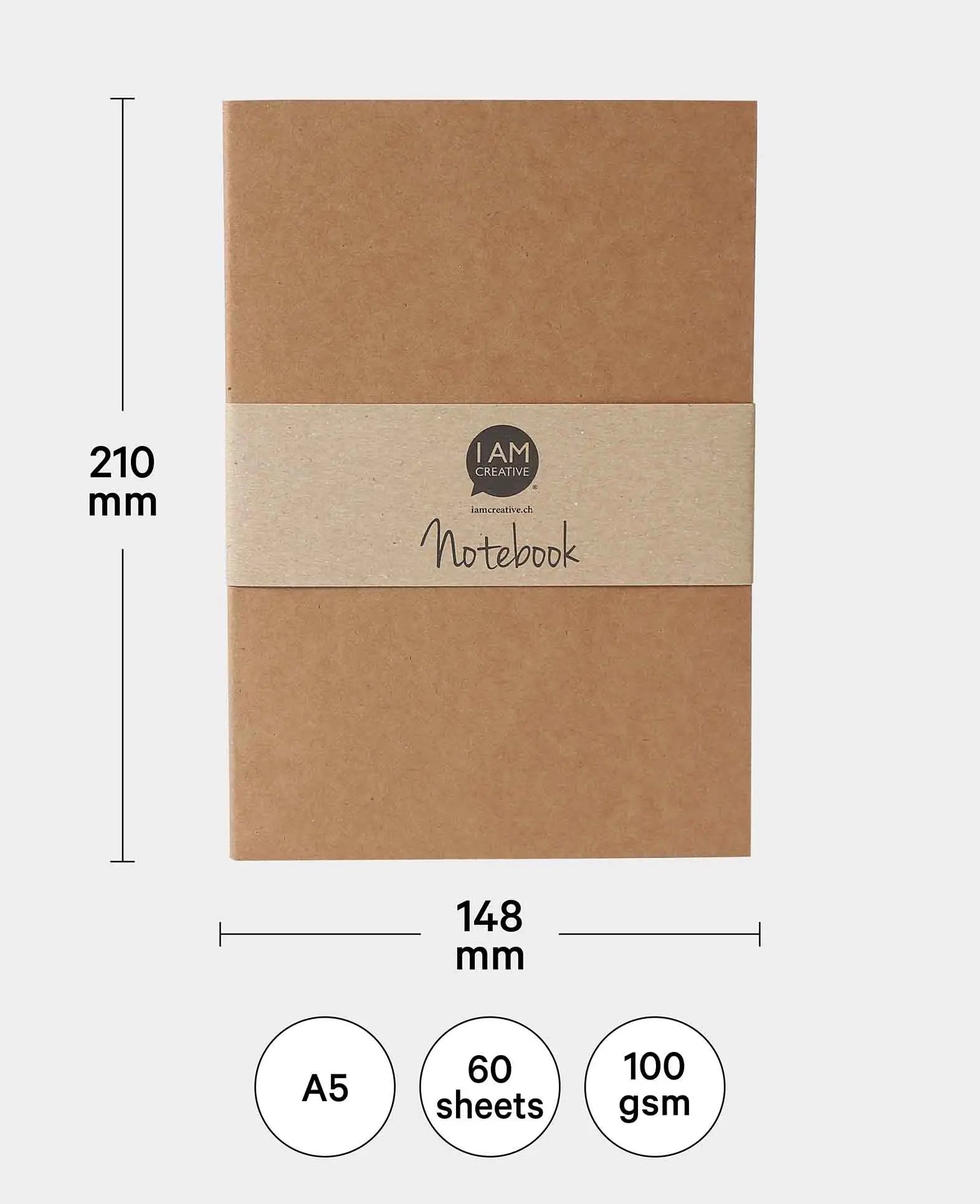 Carnet nature, A5, feuilles quadrillées, Marron, 60 feuilles