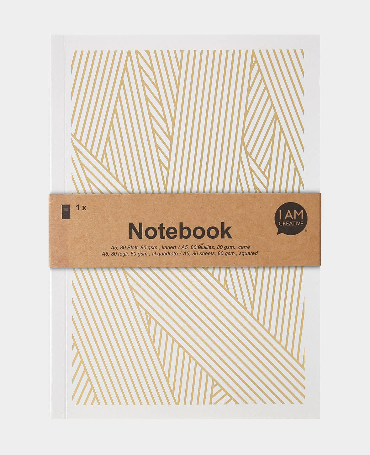 Notebook A5, Gold / Grau, 60 Blatt