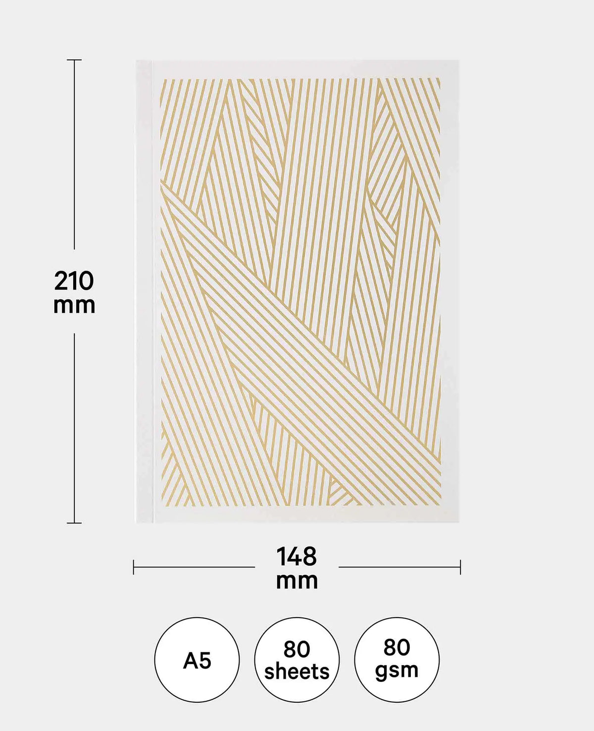 Notebook, A5, with squared pages, Grey, 80 sheets