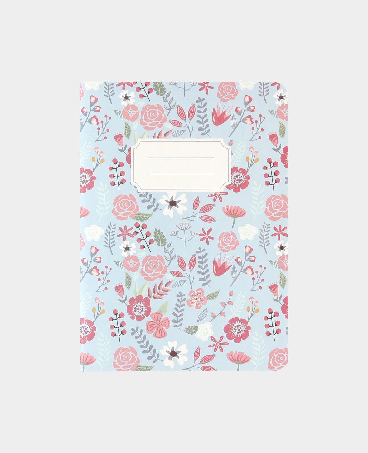 Notebook A6, Hellblau, Blumen, 60 Blatt