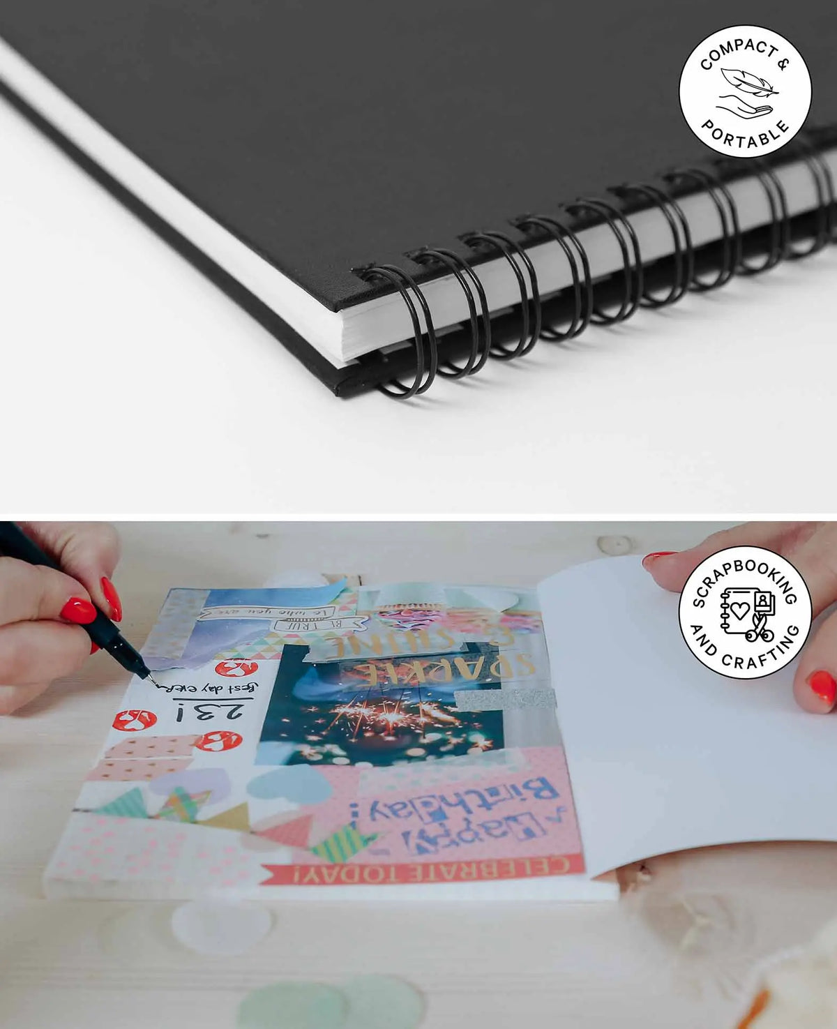 Sketch Book, A4, mit weissen Blättern, Schwarz, 80 Blatt