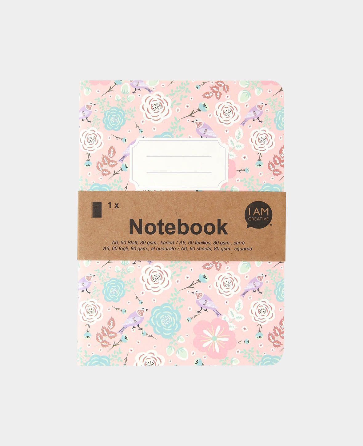 Notizbuch A6, Rosa & Vogel, 60 Blatt