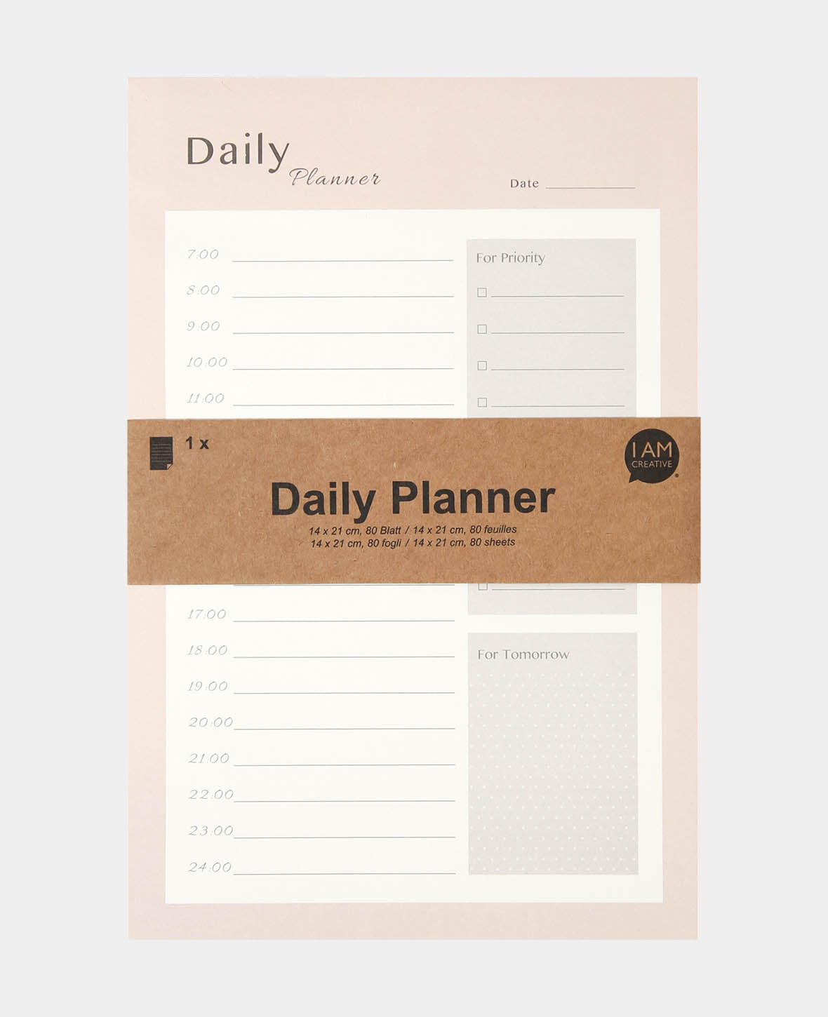 Daily Planner, Rosa, 14 x 21 cm, 80 Blatt