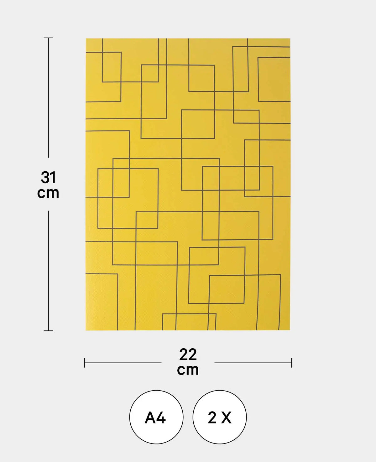 Porte-documents A4, jaune, 22 x 31 cm, lot de 2