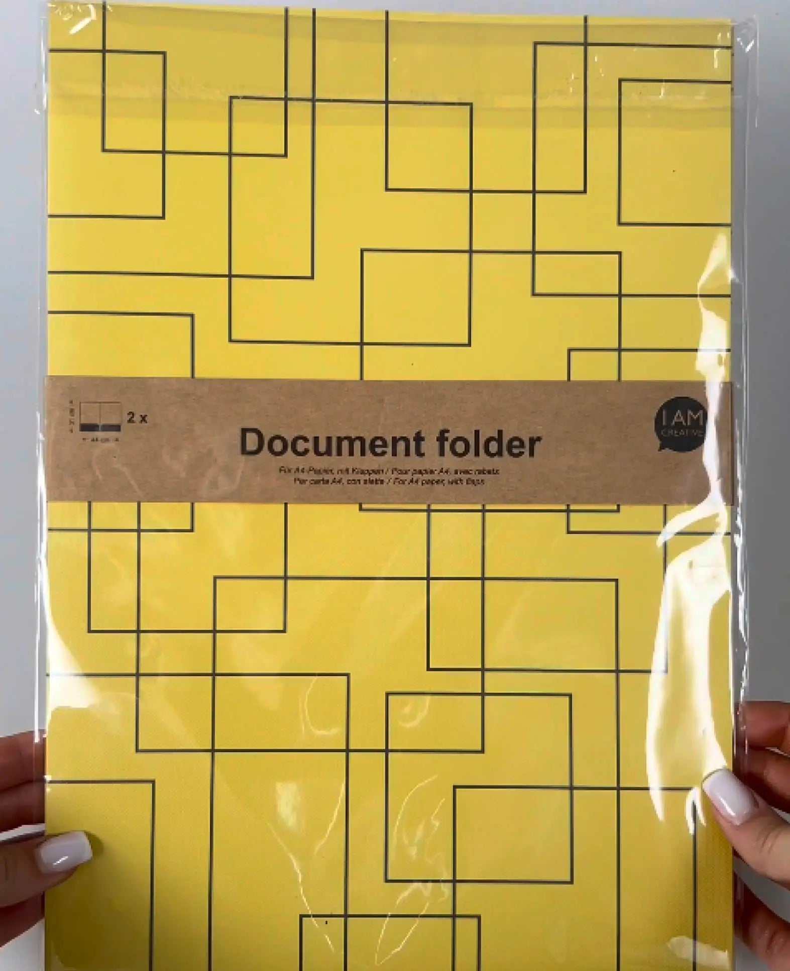 Porte-documents A4, jaune, 22 x 31 cm, lot de 2