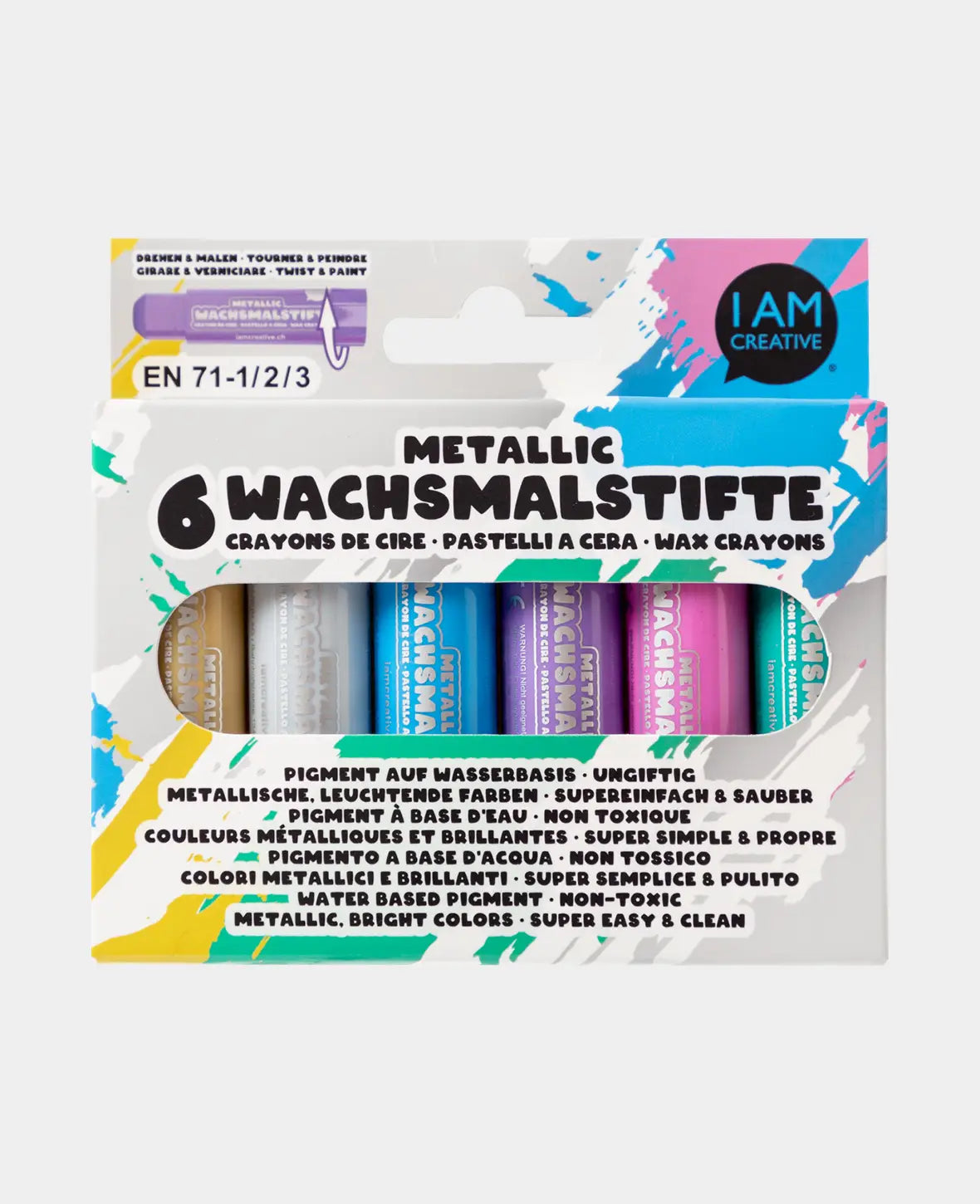 Crayons de cire métalliques, 1 lot de 6 couleurs