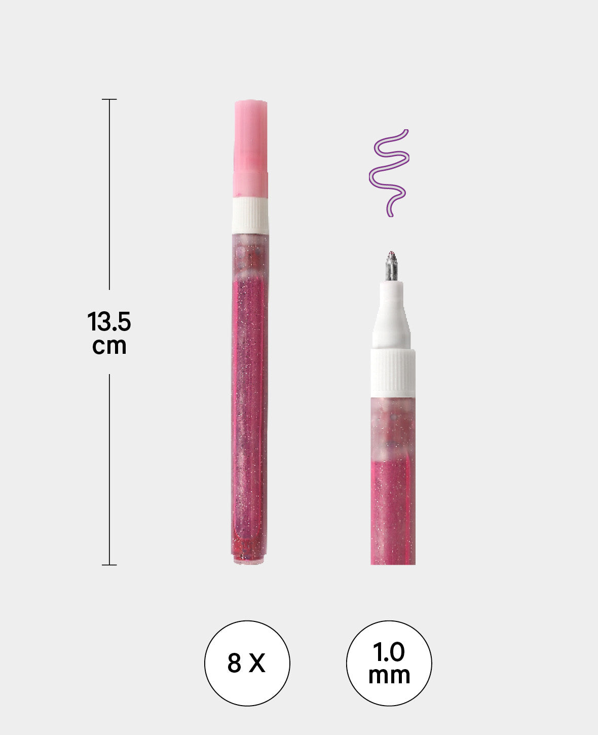 Stylo contour, lot de 8 pièces.