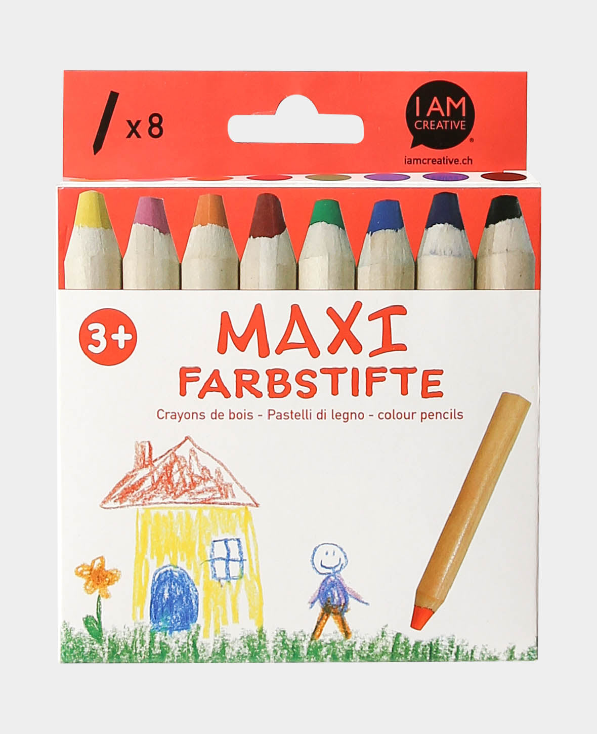 Jumbo Wooden Colouring Pencils for Children, 8 pcs.