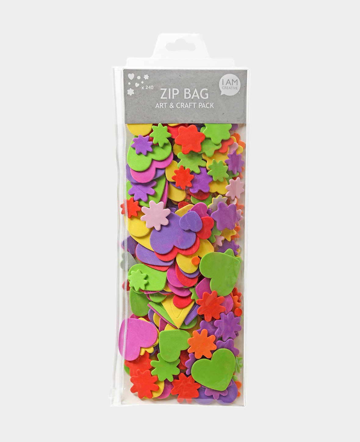 Foam Rubber Shapes Zip Bag, 13.8 x 38 cm (bag), 240 pcs.