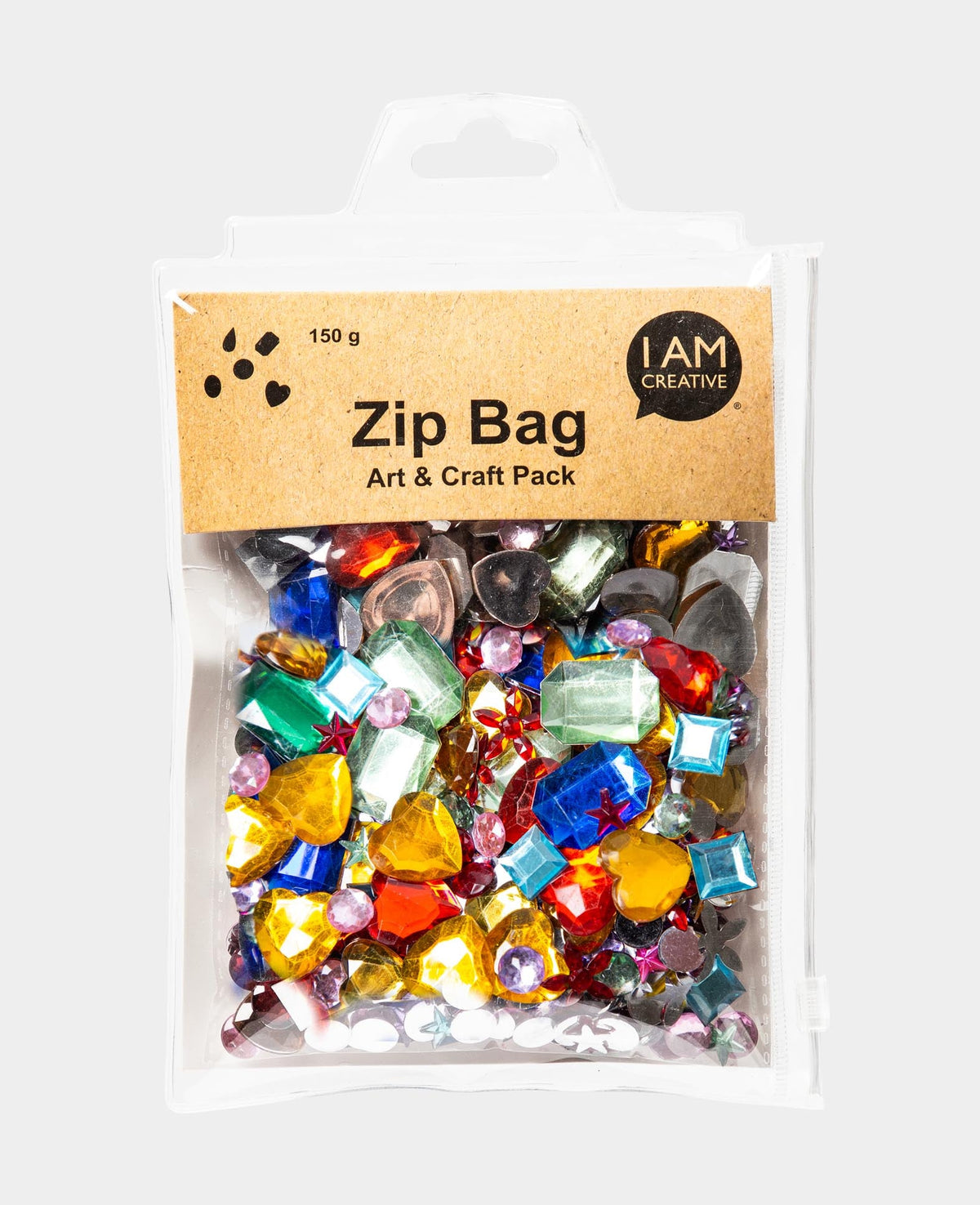 Strasssteine im Zip Bag, Schmucksteine zum Aufkleben in gemischten Grössen für Bastel- und Dekoprojekte, Bunt, ca. ø 9-25 mm, 150 g.