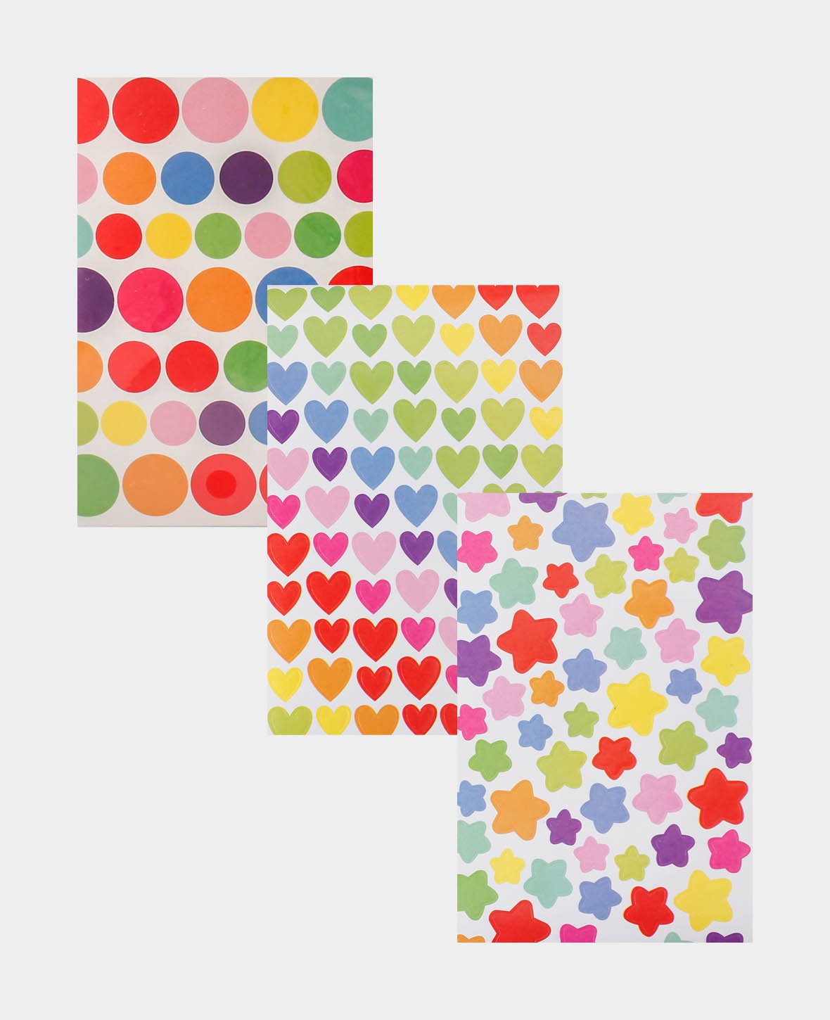 Autocollants Cercle, Cœur et Étoile, Multicolore, 10 x 17 cm, 30 feuilles