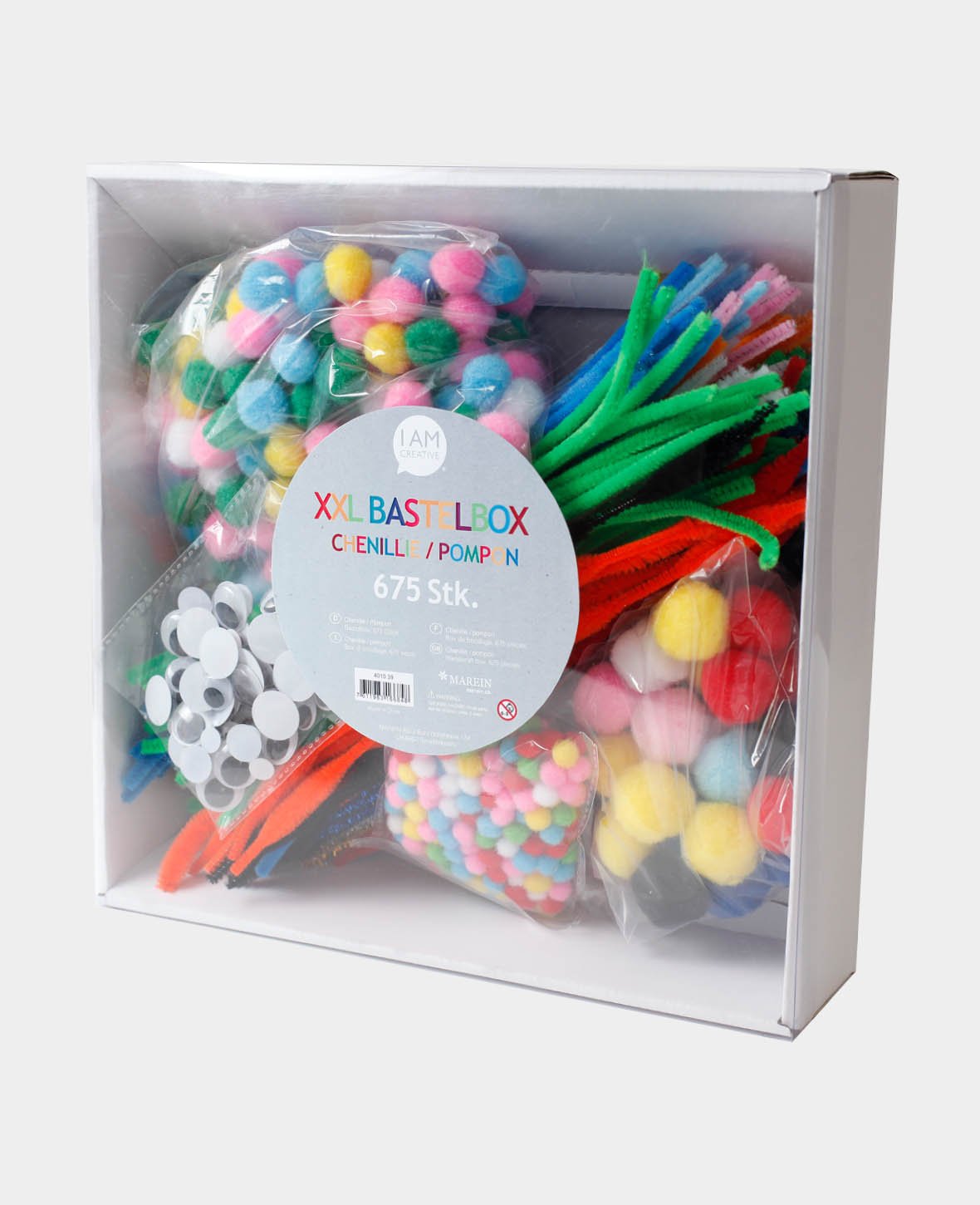 XXL Bastelbox Chenille, Pompons & Wackelaugen, 675 tlg.