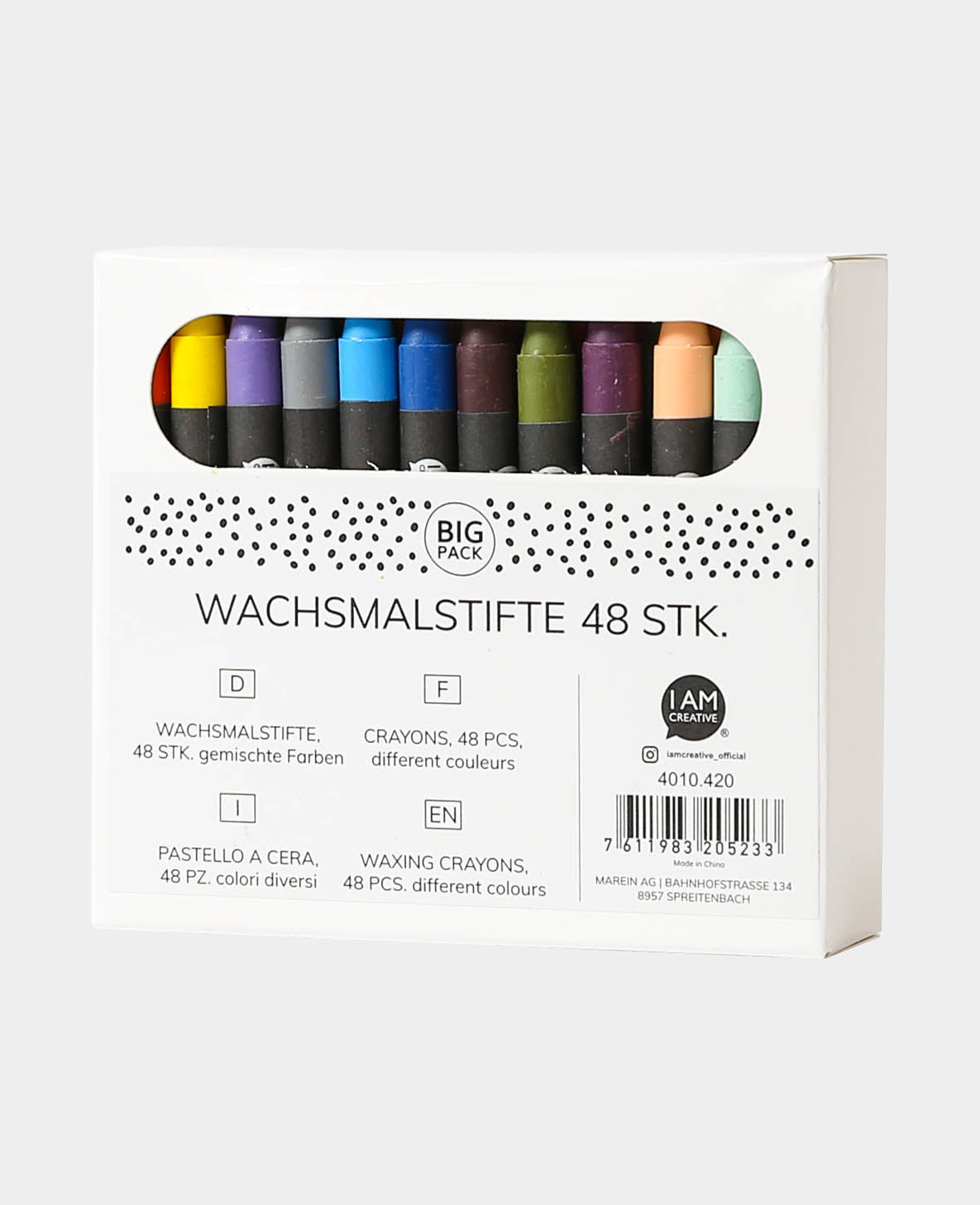 Big Pack Wachsmalstifte, Wachsmalkreide für Kinder assortiert mit 48 Farben, 48 Stk.