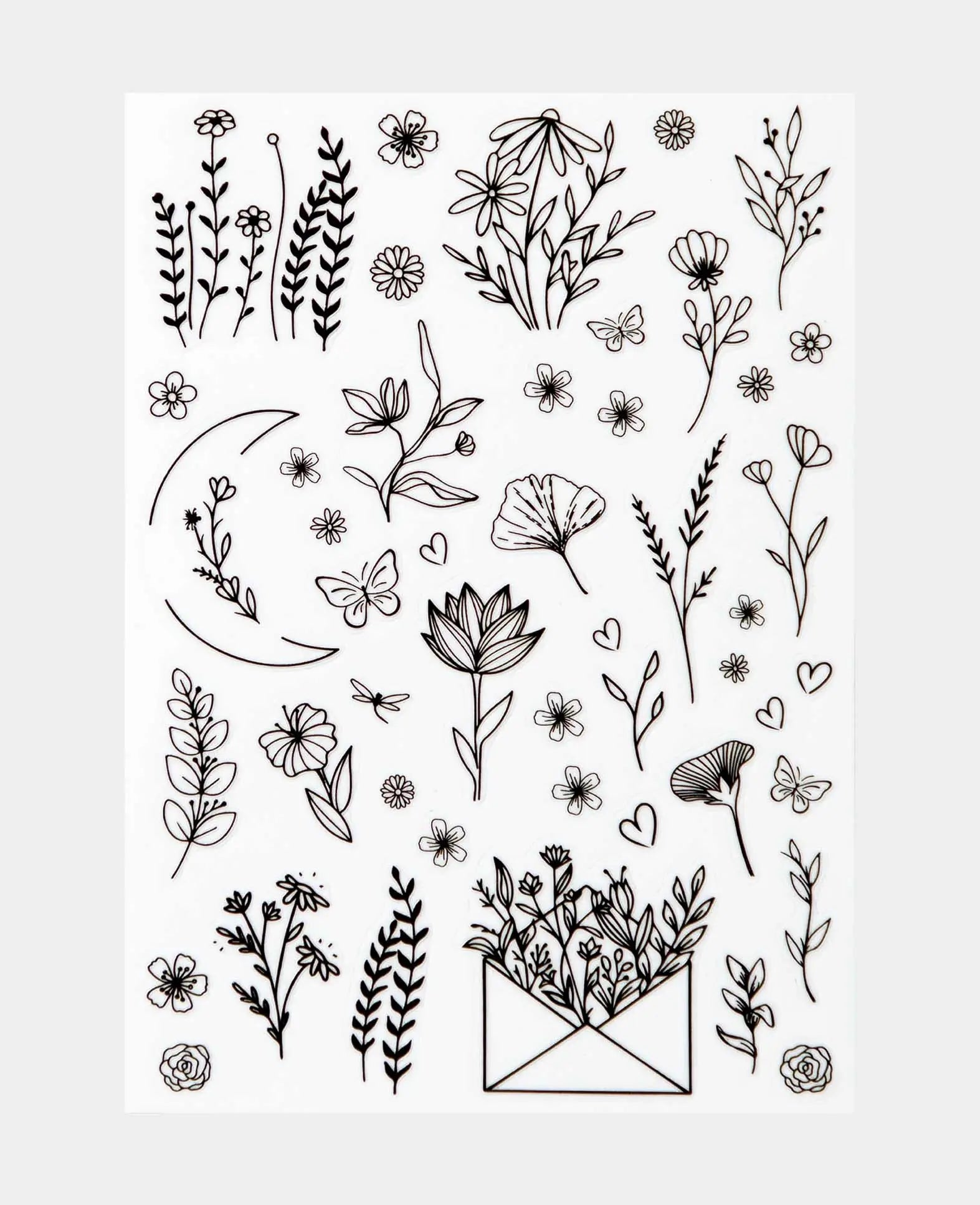 Rub-On Sticker Blumen, Bunt, 14.5 x 21 cm (A 5), 1 Blatt