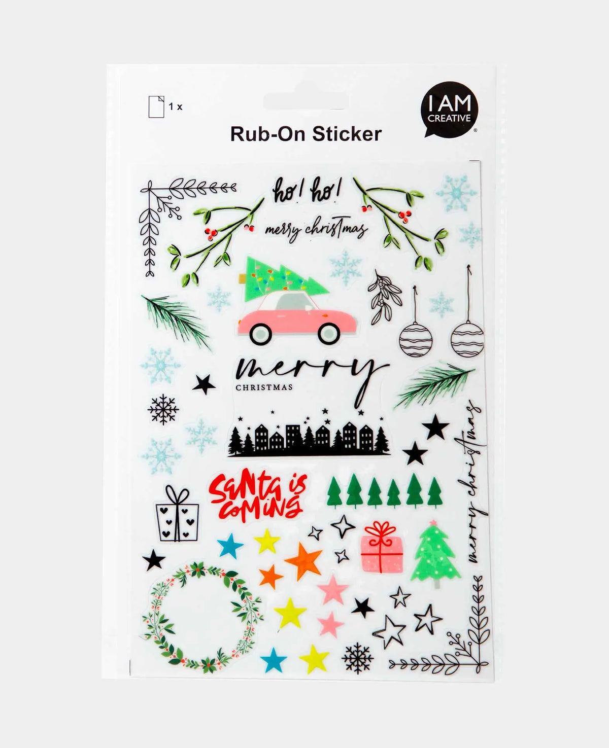 Rub-On Sticker X Mas, Bunt, 14.5 x 21 cm (A 5), 1 Blatt