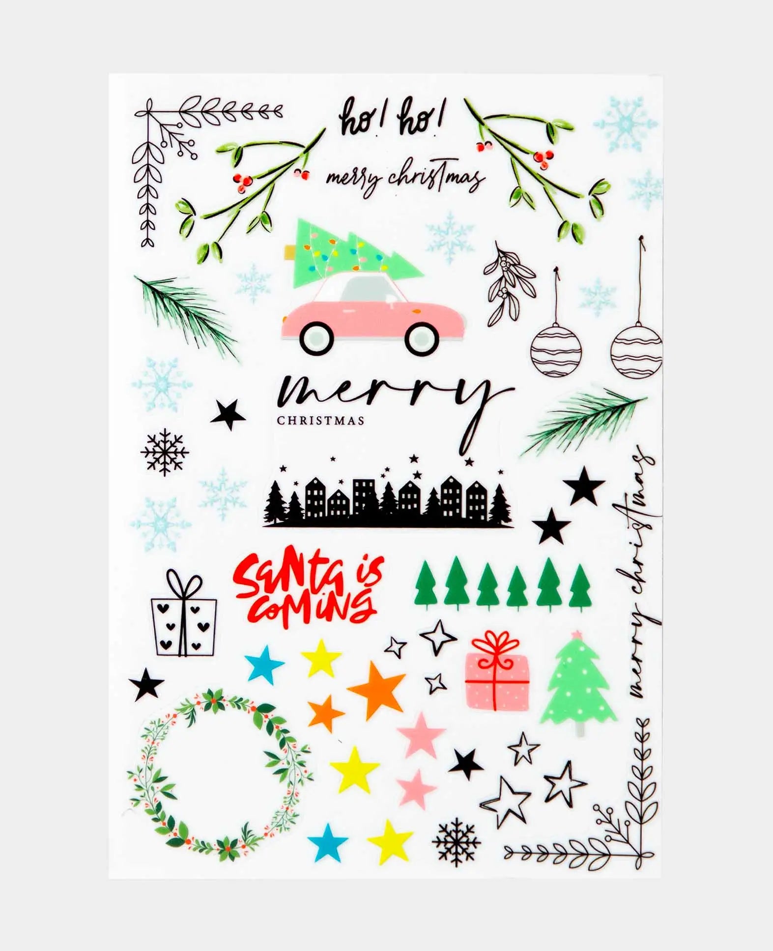 Rub-On Sticker X Mas, Bunt, 14.5 x 21 cm (A 5), 1 Blatt