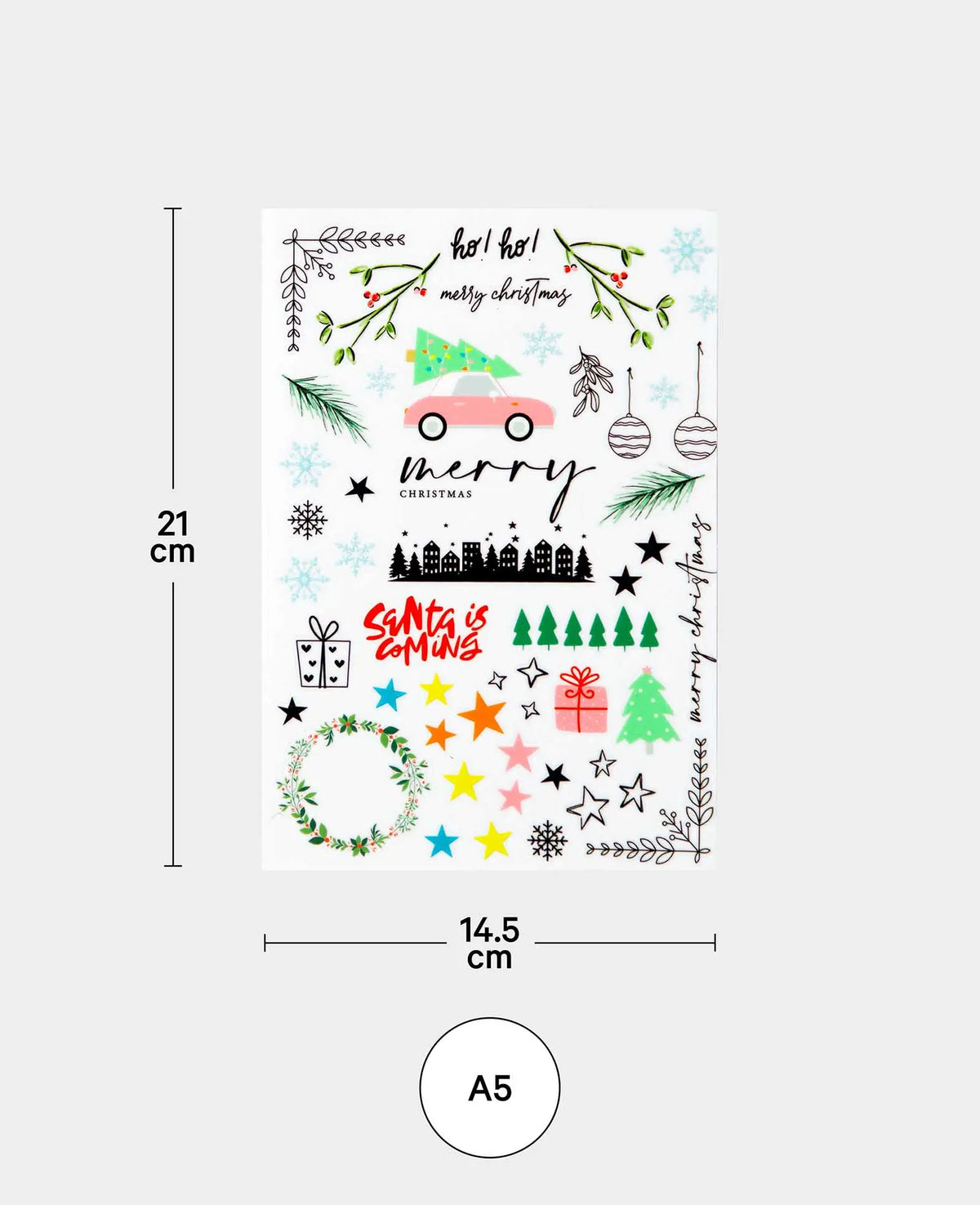 Rub-On Sticker X Mas, Bunt, 14.5 x 21 cm (A 5), 1 Blatt