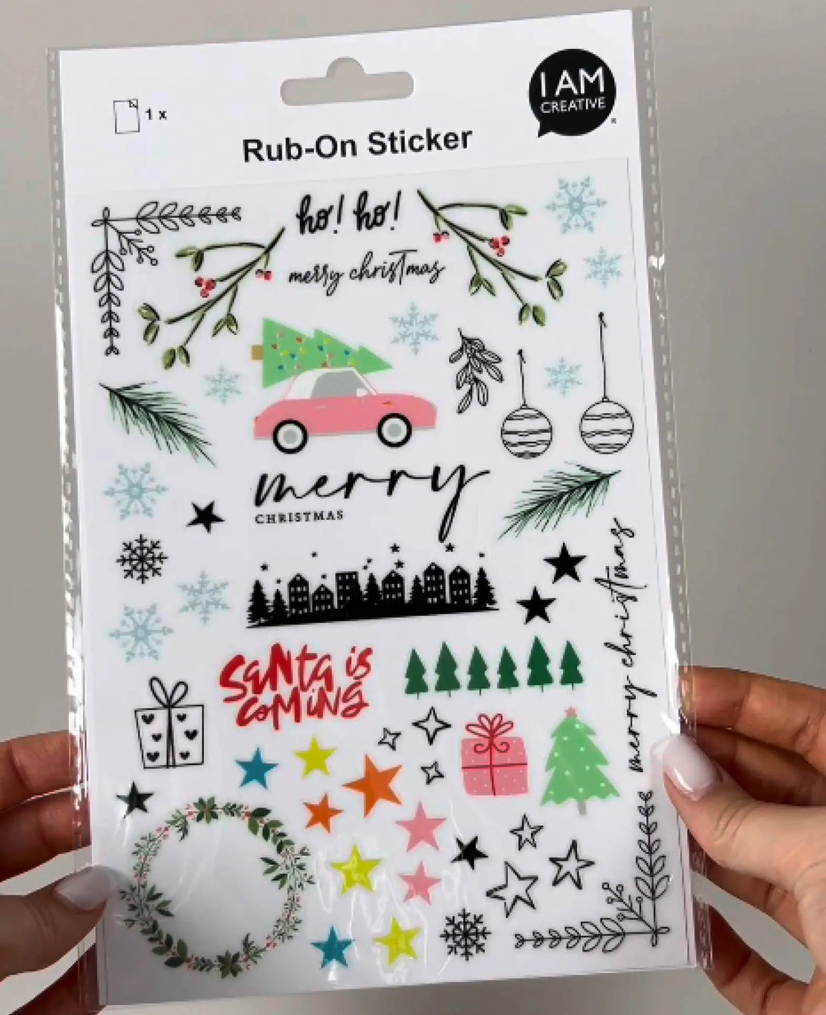 Rub-On Sticker X Mas, Bunt, 14.5 x 21 cm (A 5), 1 Blatt
