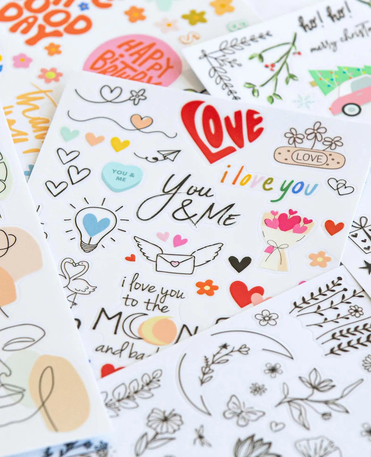 Rub-On Sticker Love, Bunt, 14.5 x 21 cm (A 5), 1 Blatt