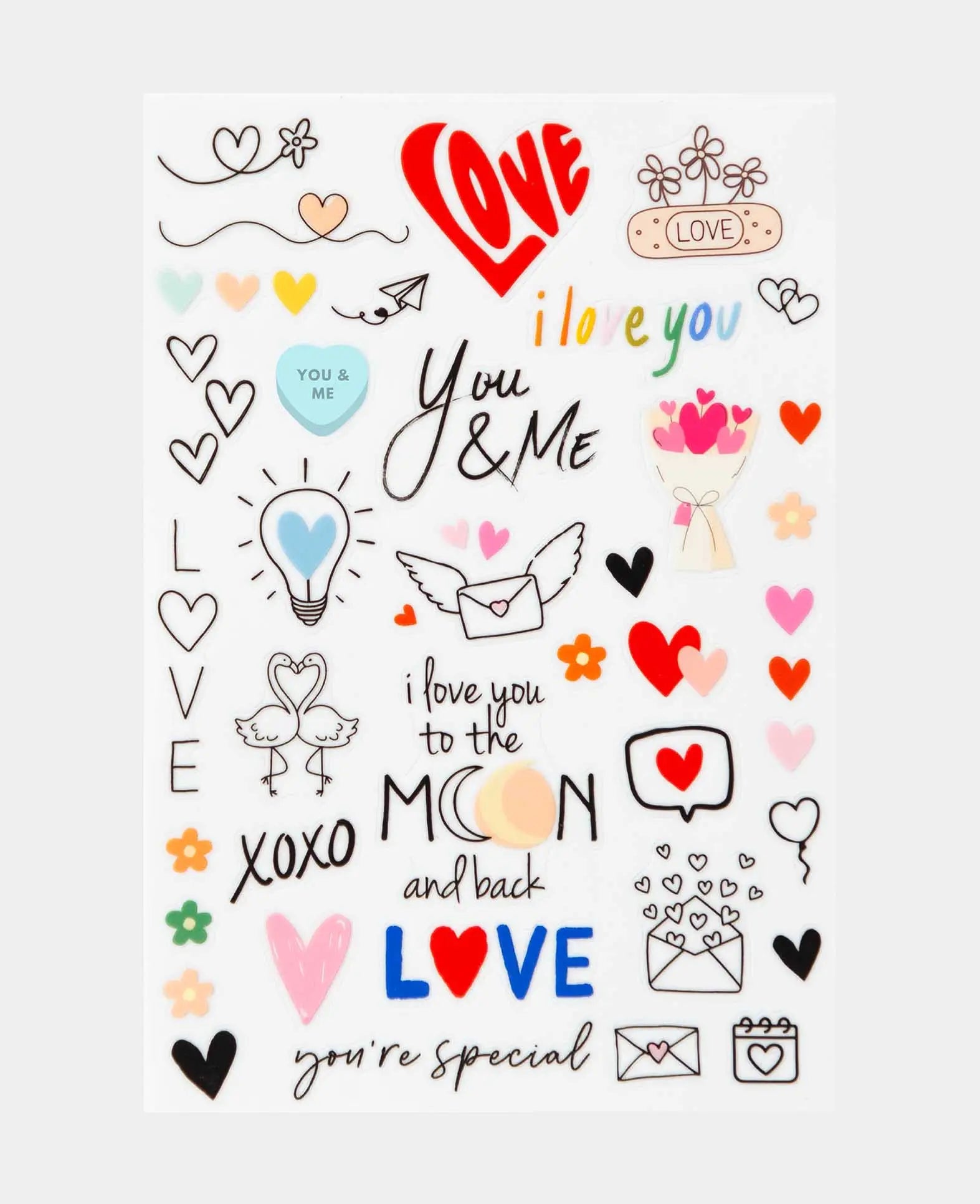 Rub-On Sticker Love, Bunt, 14.5 x 21 cm (A 5), 1 Blatt
