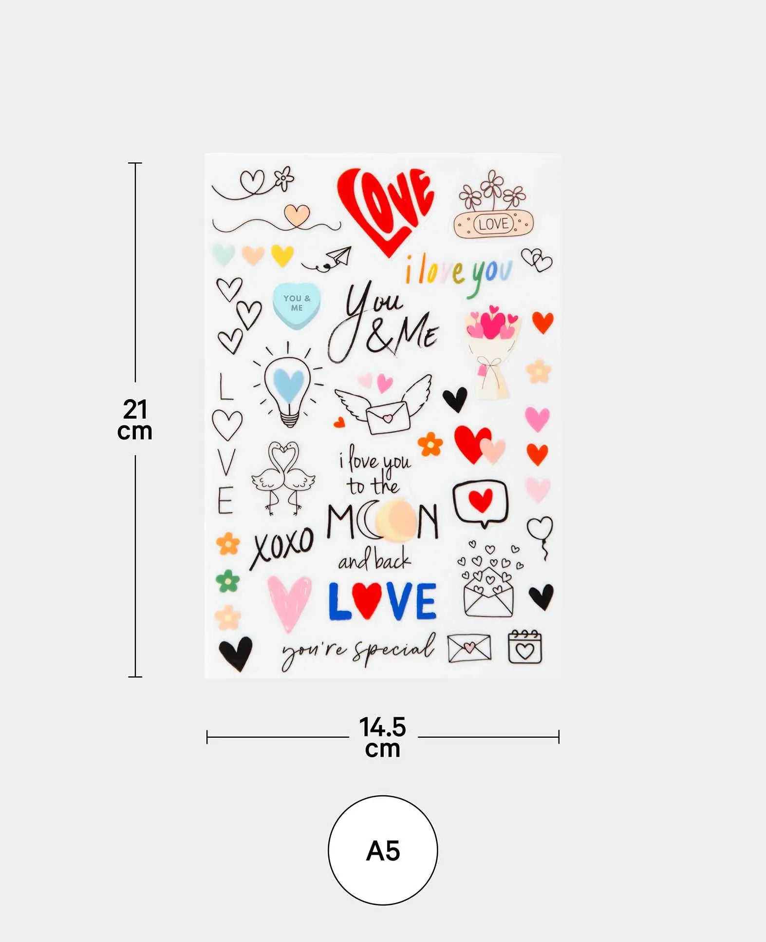 Rub-On Sticker Love, Bunt, 14.5 x 21 cm (A 5), 1 Blatt