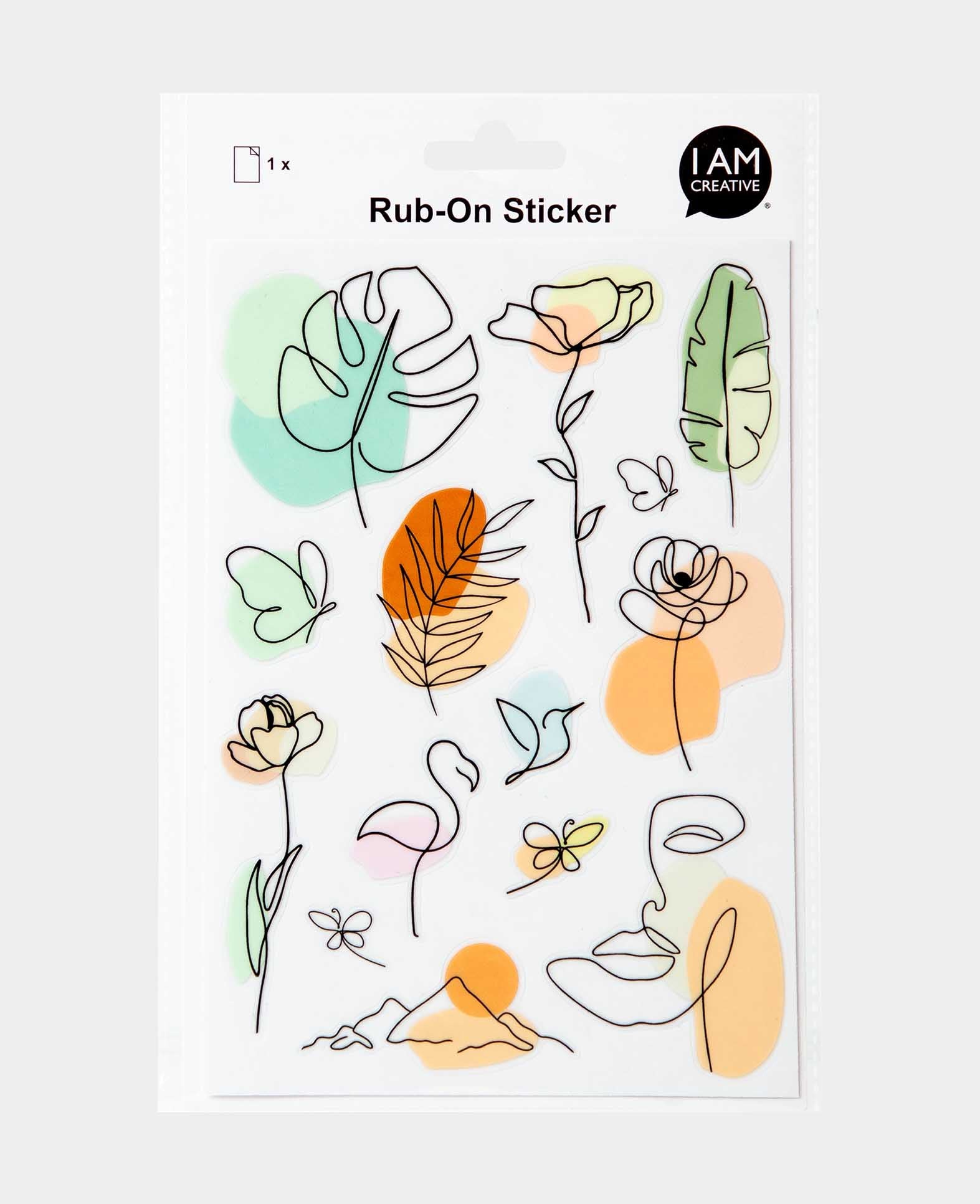 Rub-On Sticker Illustration, Bunt, 14.5 x 21 cm (A 5), 1 Blatt
