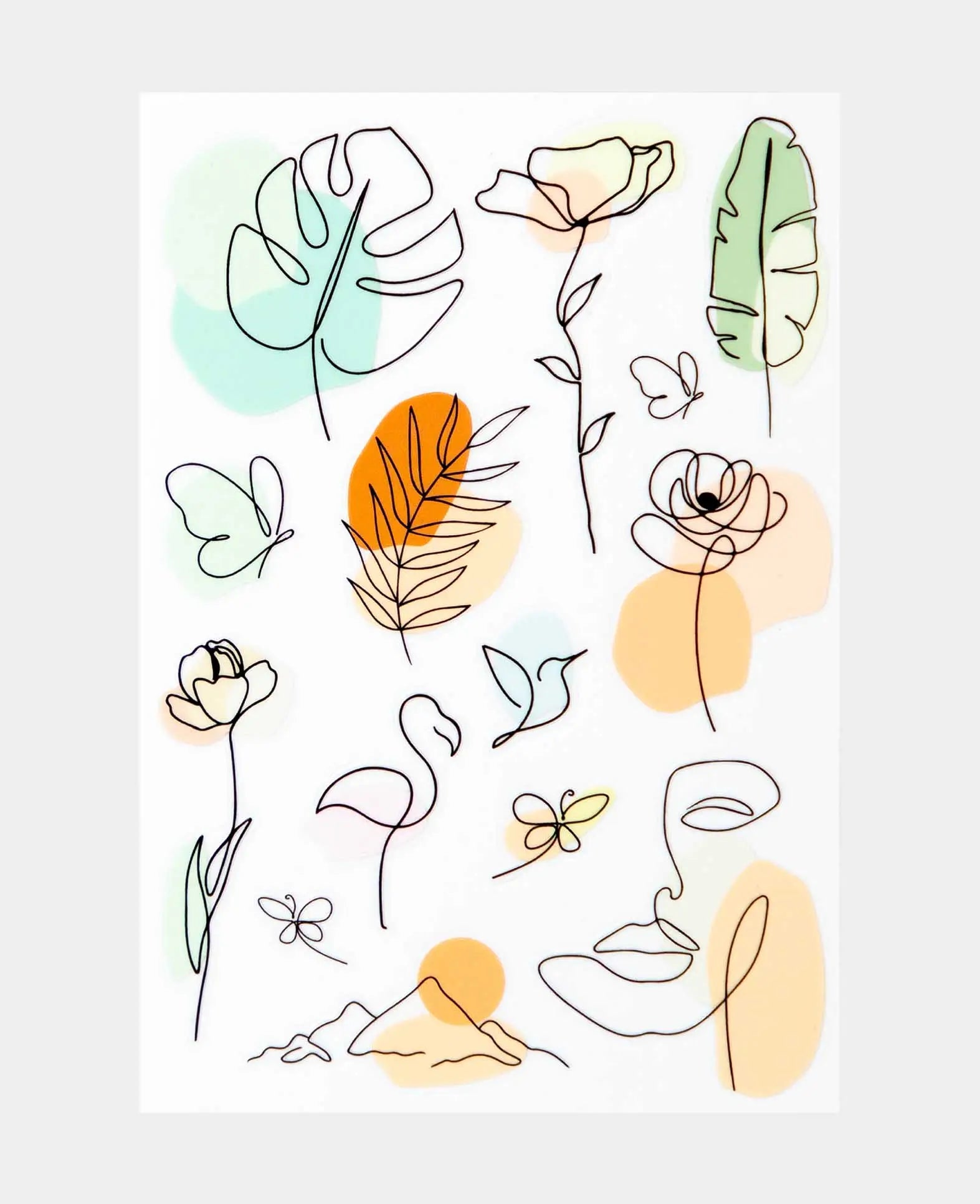 Rub-On Sticker Illustration, Bunt, 14.5 x 21 cm (A 5), 1 Blatt