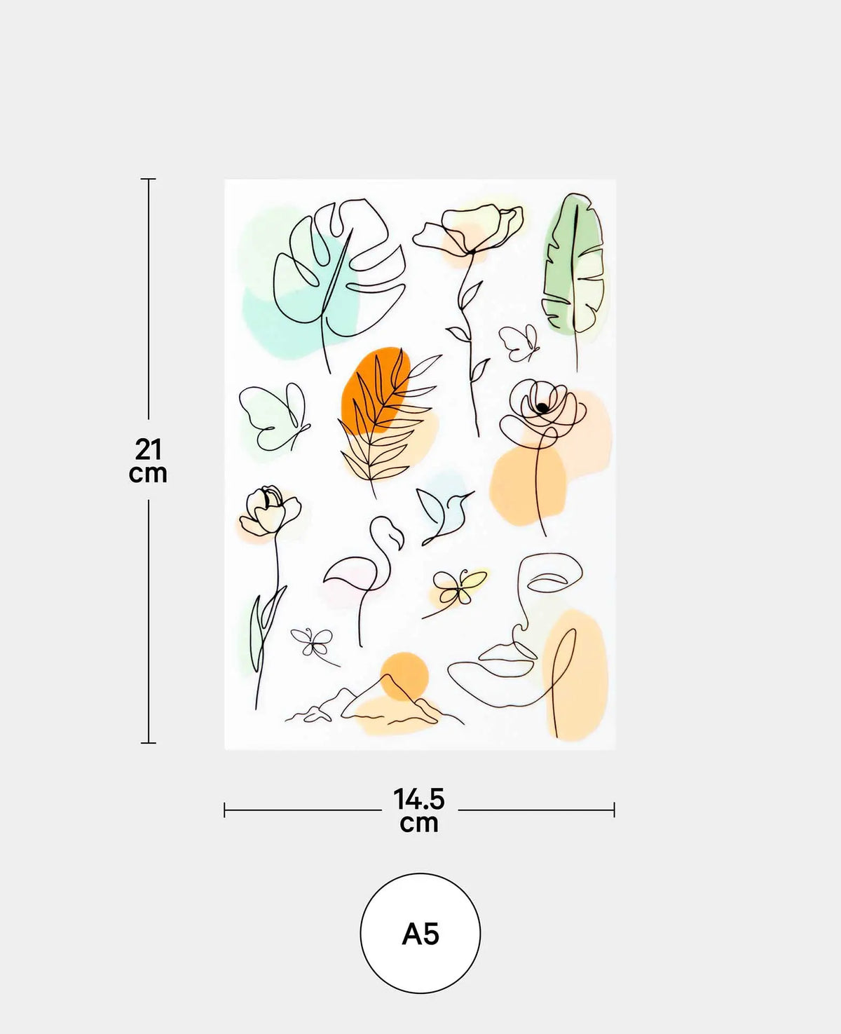 Rub-On Sticker Illustration, Bunt, 14.5 x 21 cm (A 5), 1 Blatt