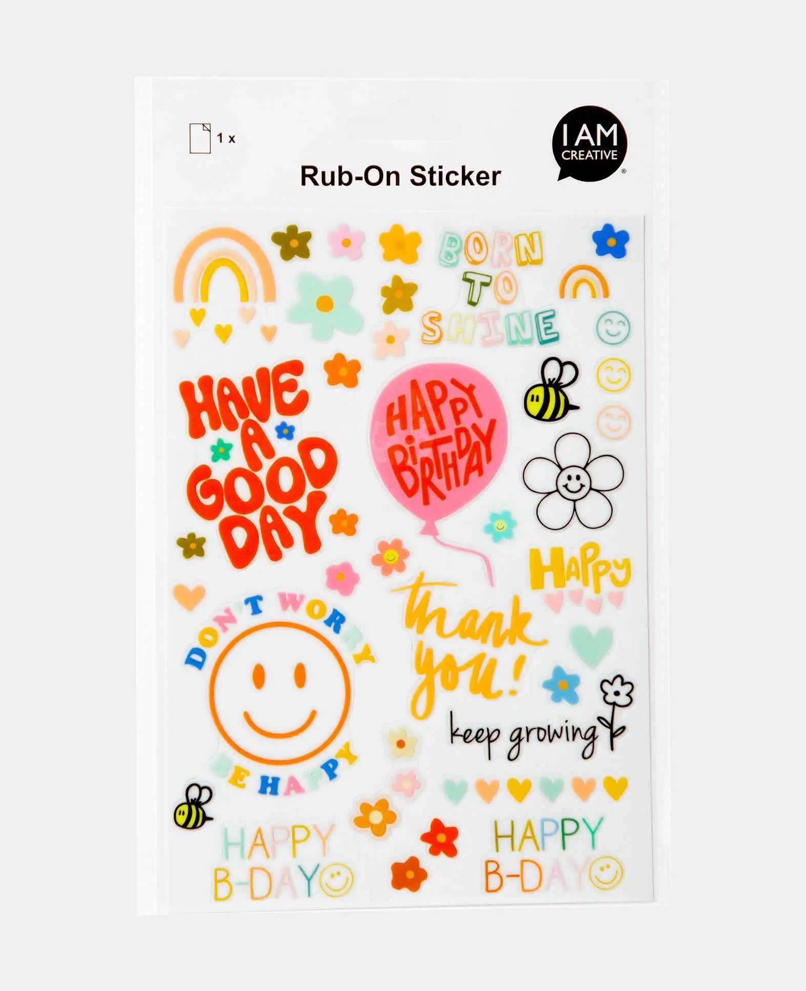 Rub-On Sticker Geburtstag, Bunt, 14.5 x 21 cm (A 5), 1 Blatt