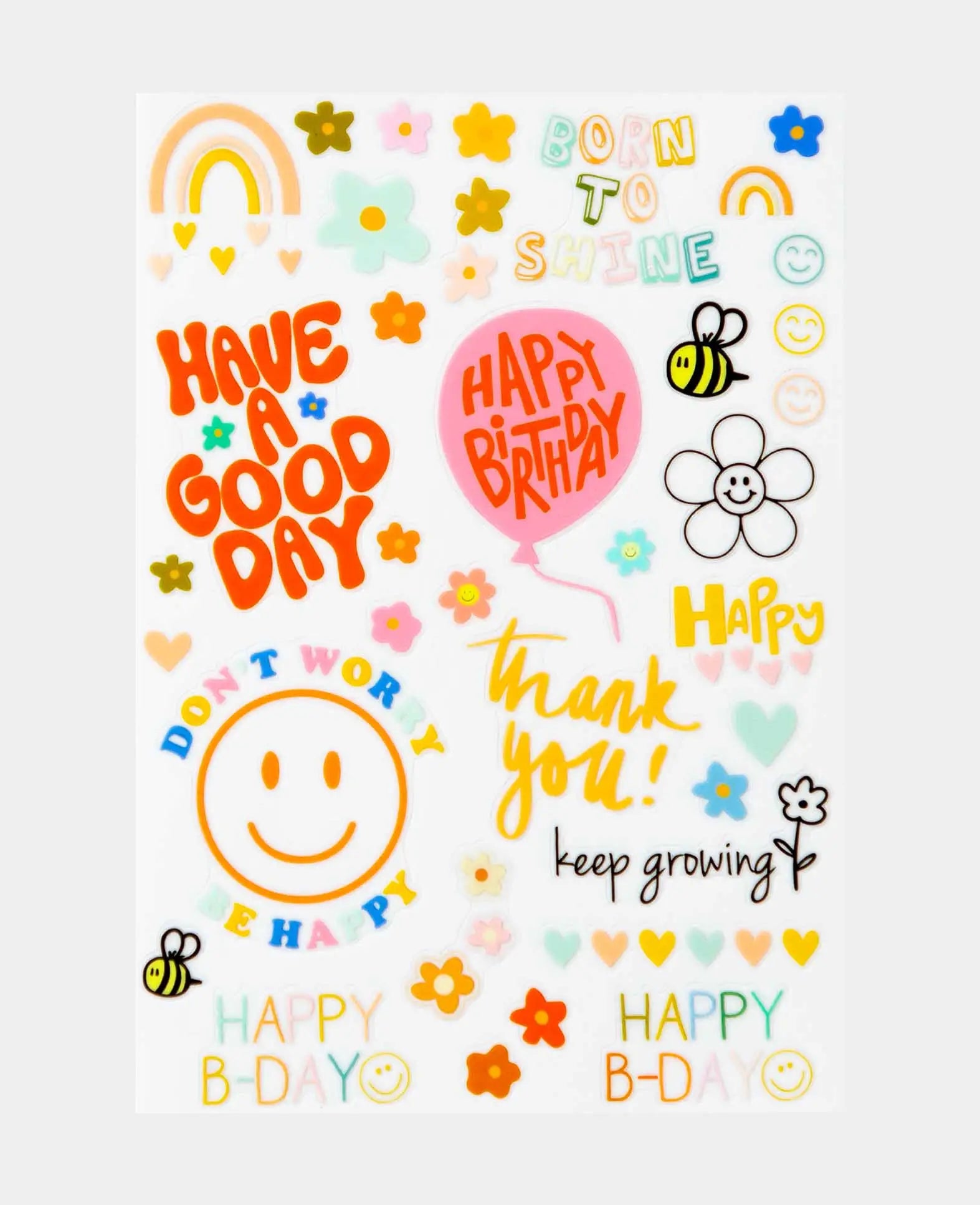 Rub-On Sticker Geburtstag, Bunt, 14.5 x 21 cm (A 5), 1 Blatt