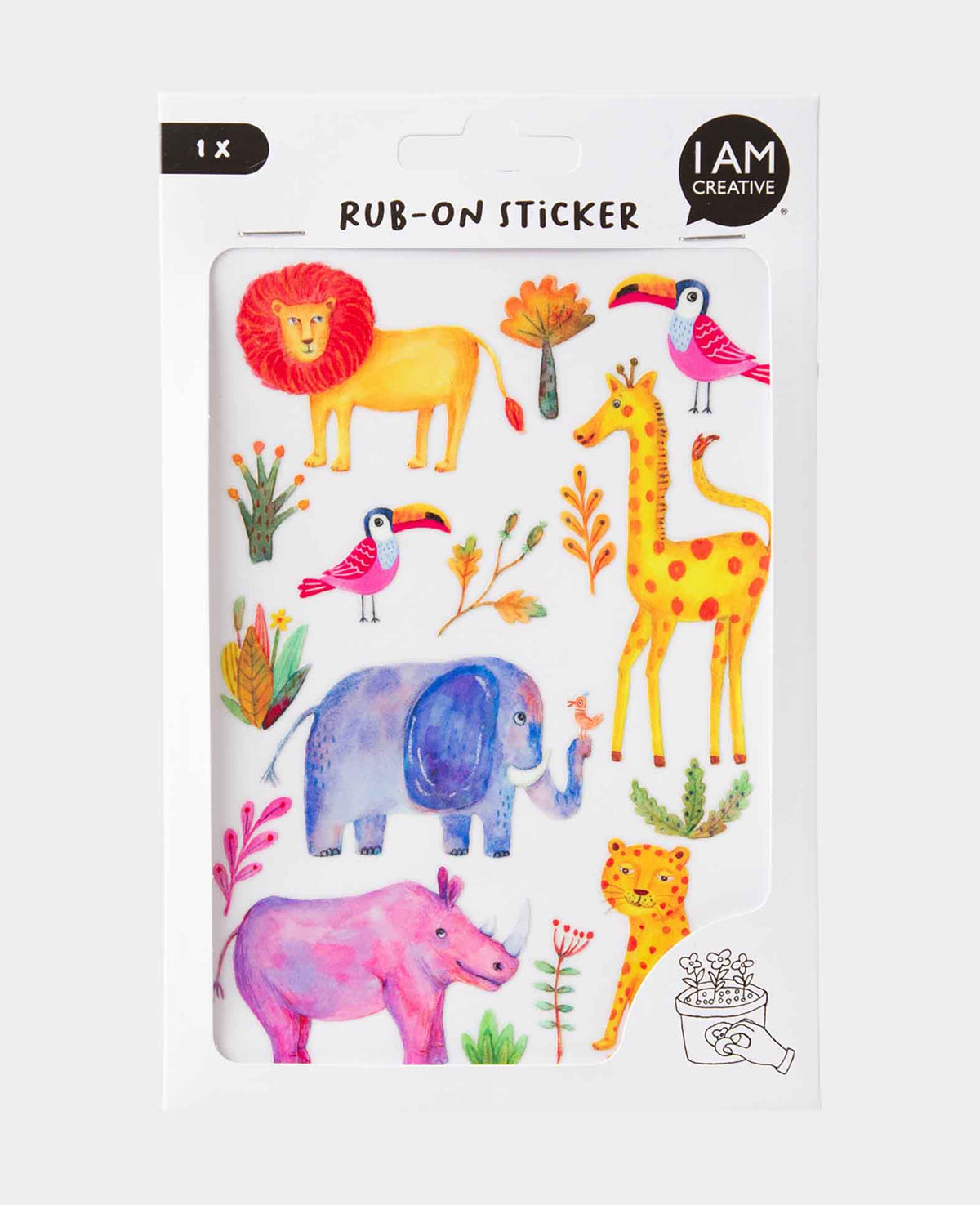 Rub-on Sticker Dschungel, Transferaufkleber, 12 x 17.7 cm, 1 Bogen