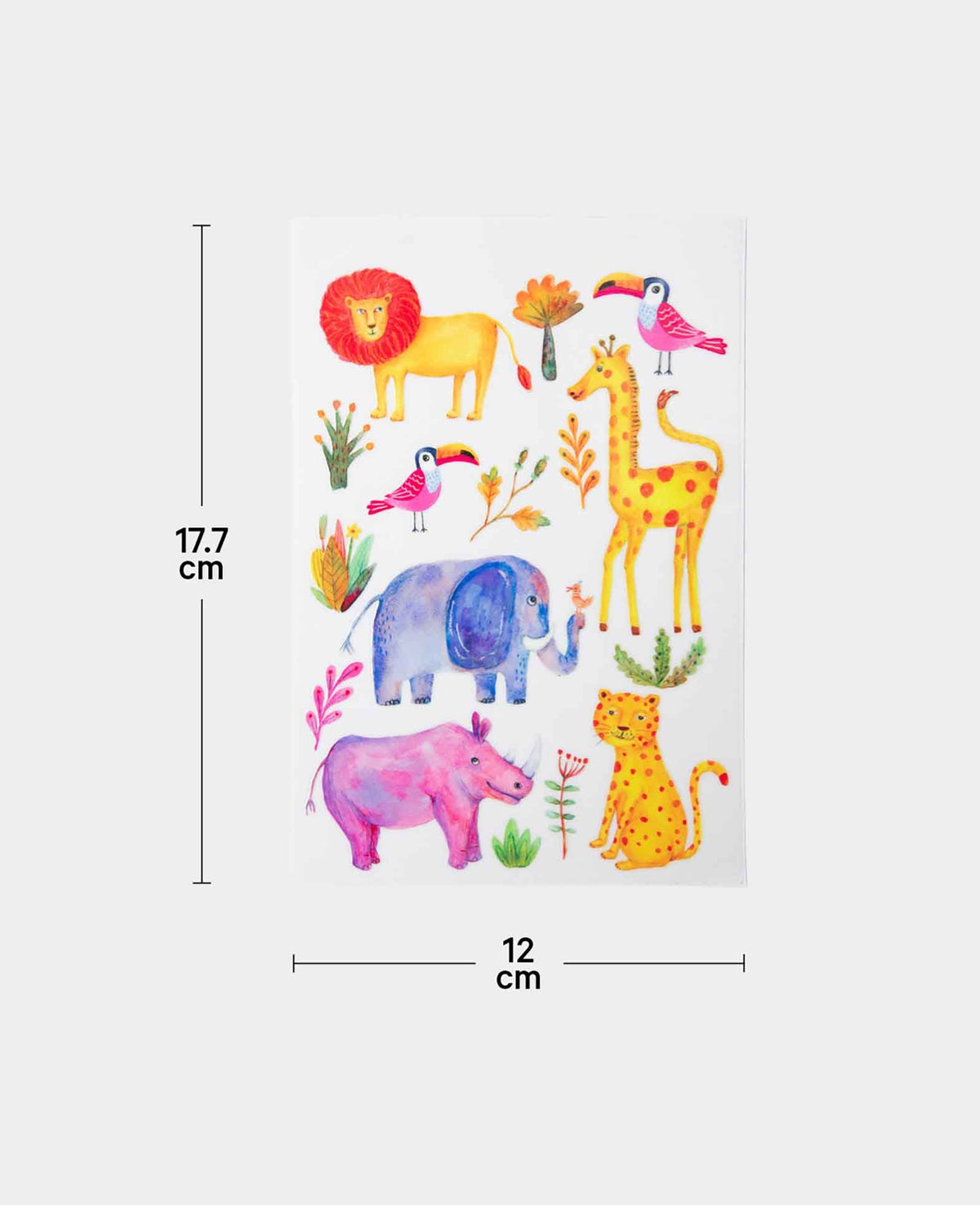 Rub-on Sticker Dschungel, Transferaufkleber, 12 x 17.7 cm, 1 Bogen