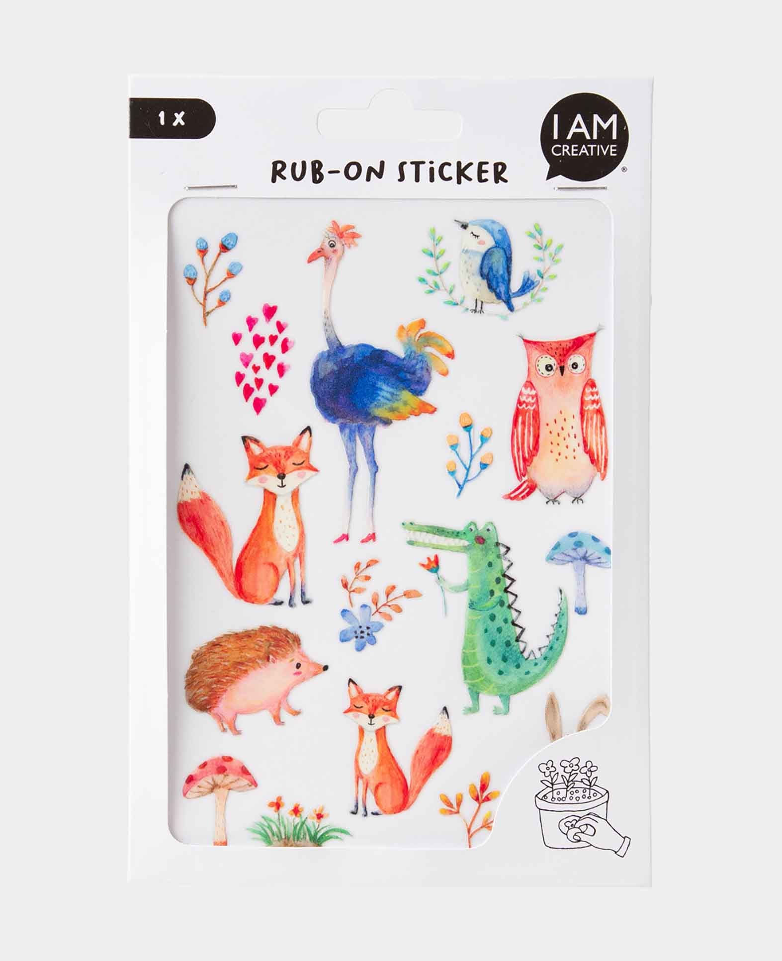 Rub-on Sticker Zoo, Transferaufkleber, 12 x 17.7 cm, 1 Bogen