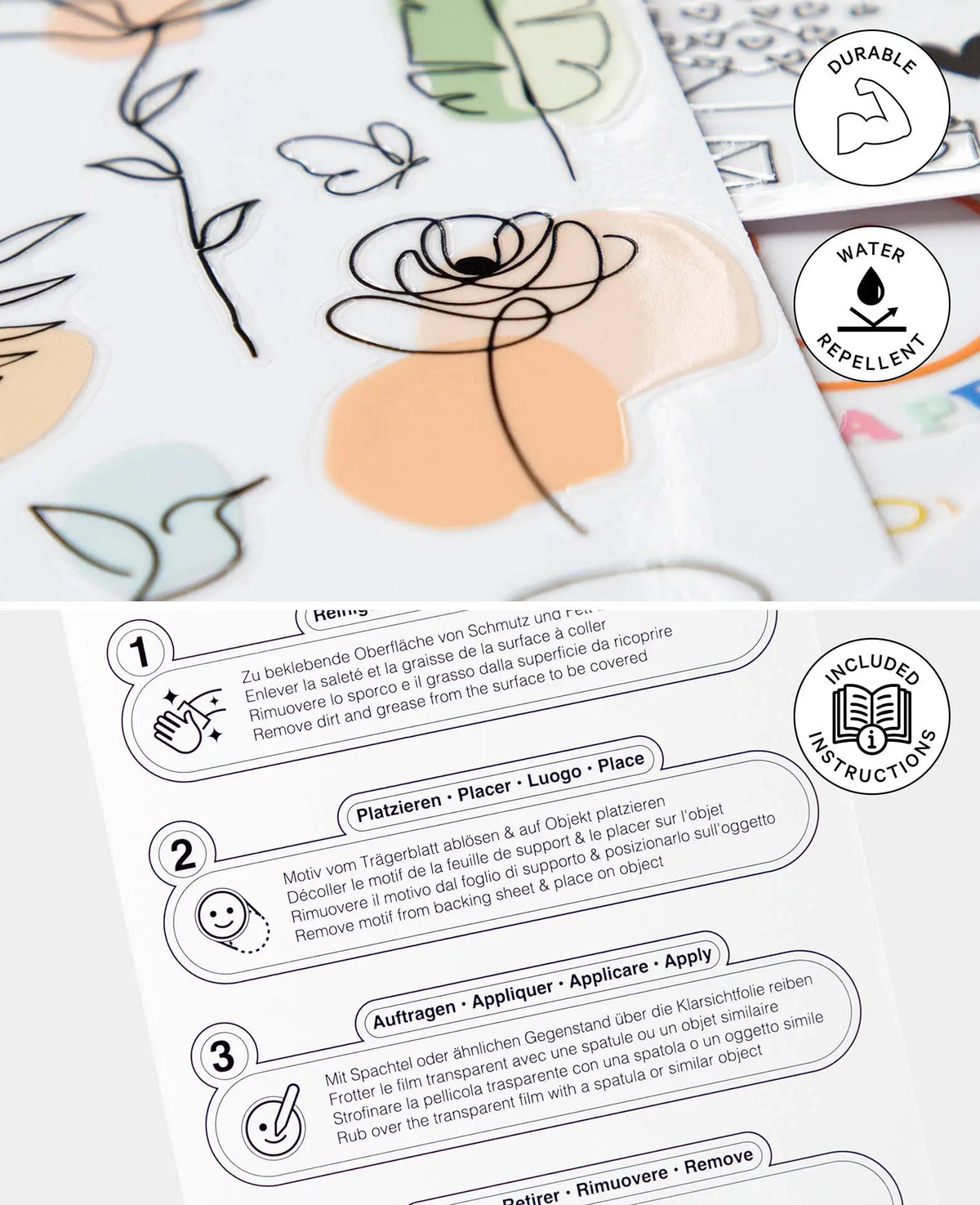 Rub-On Sticker Illustration, Bunt, 14.5 x 21 cm (A 5), 1 Blatt