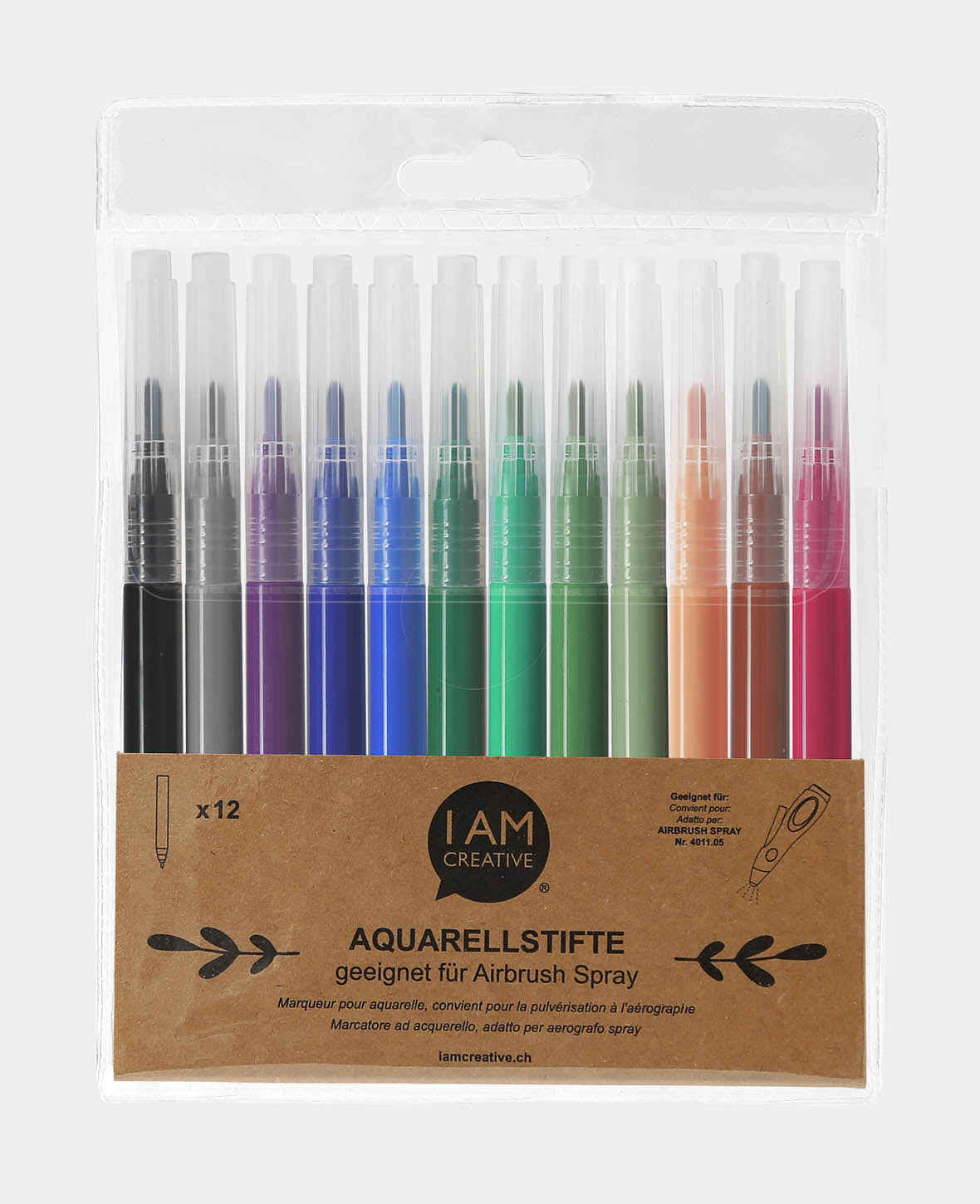 Stifte Set II, Aquarellstifte für Air Brush mit Tinte auf Wasserbasis, Erdfarben, 12 Stück