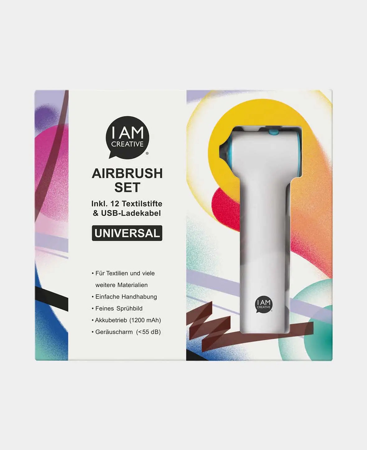 Airbrush Set, incl. 12 Fabric Markers & USB Charging Cable
