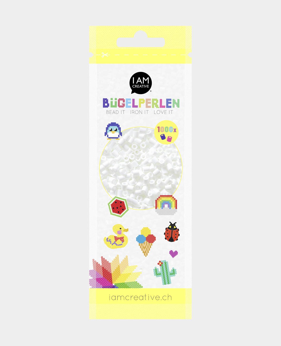 Iron-on beads in bag, white, ø 5 mm, 1,000 pieces