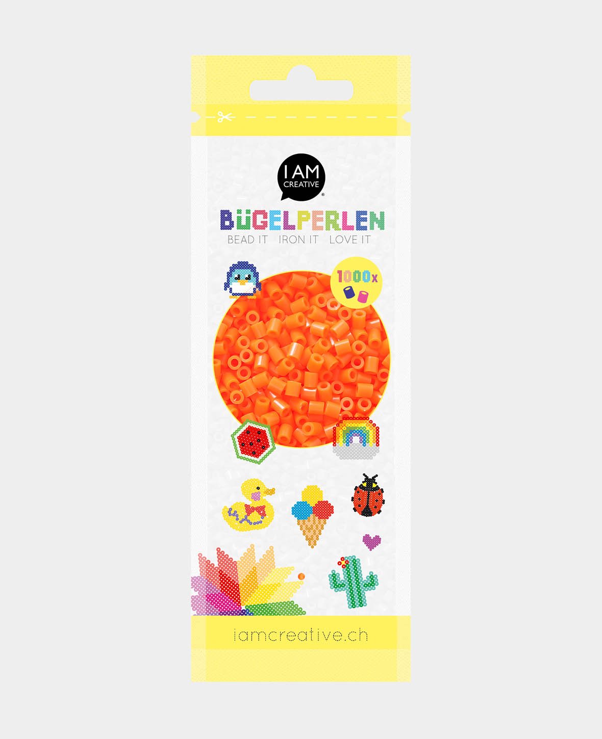 Melt-Fuse Beads in Bag, Orange, ø 5 mm, 1,000 pcs