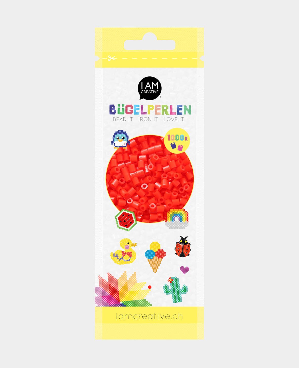Iron-on beads in a bag, red, ø 5 mm, 1,000 pieces