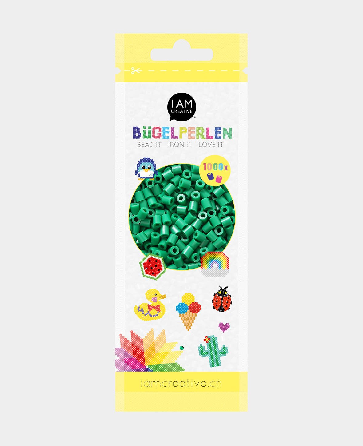 Iron-on beads in a bag, green, ø 5 mm, 1,000 pieces